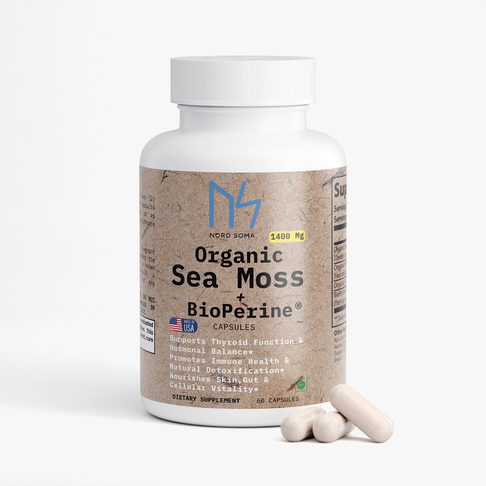 Organic Sea Moss + BioPerine® 1400Mg Thyroid • Immunity • Skin Health