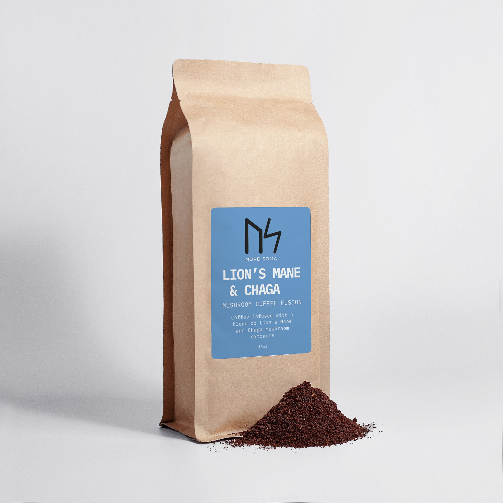Lion’s Mane & Chaga - Mushroom Coffee Fusion 1200 Mg -  16oz
