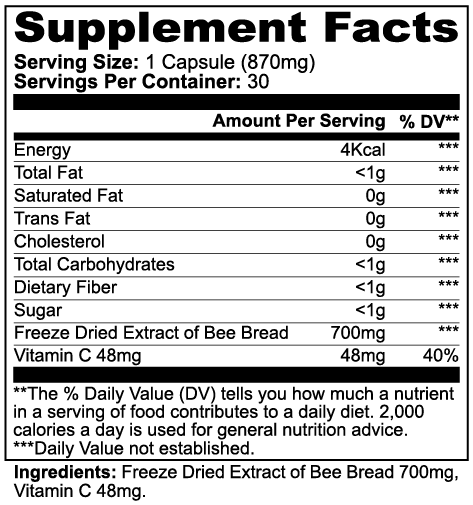 Bee Bread 879 mg, Made In EU