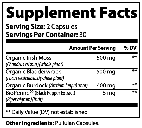 Organic Sea Moss + BioPerine® 1400Mg Thyroid • Immunity • Skin Health